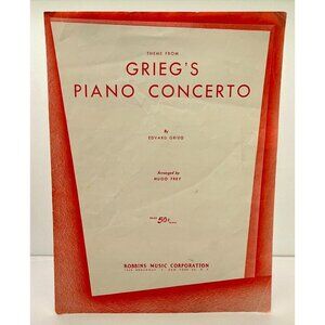 Theme From Griegs Piano Concerto Vintage Piano Sheet Music 1940s